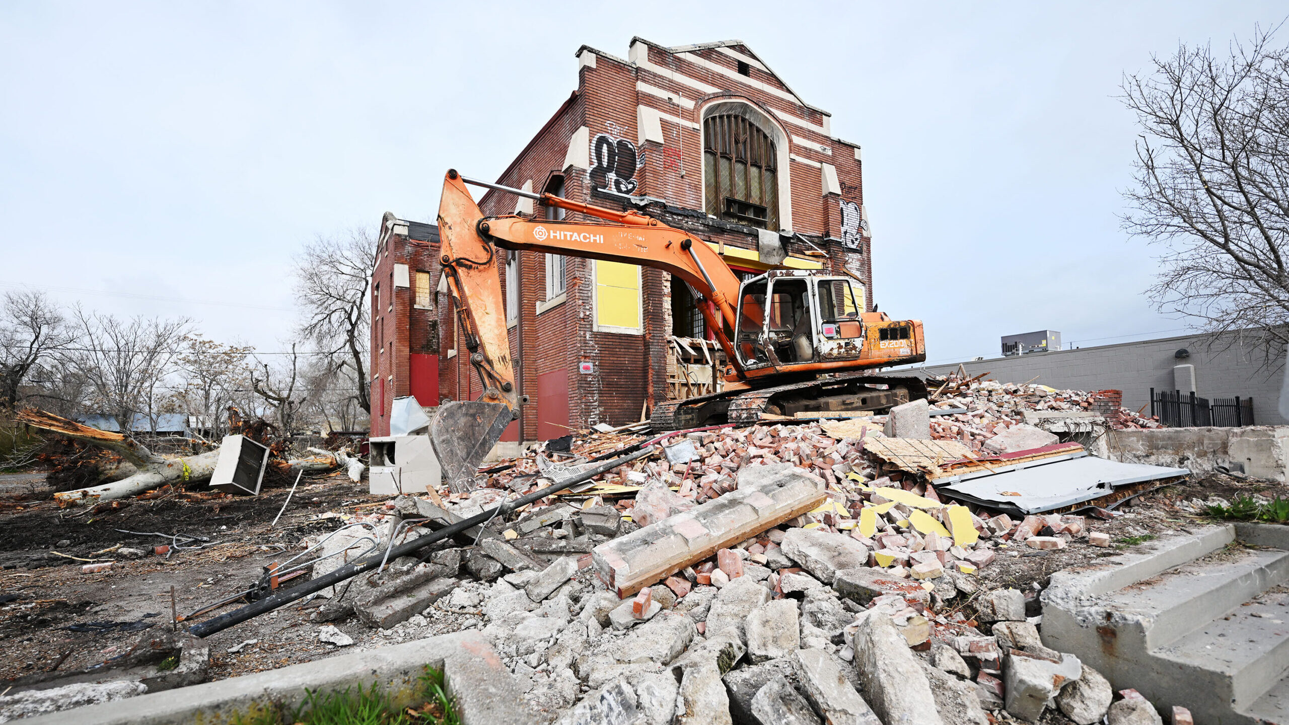 Demolition work occurring at 740 S. 300 West in Salt Lake City has been halted due to lack of prope...