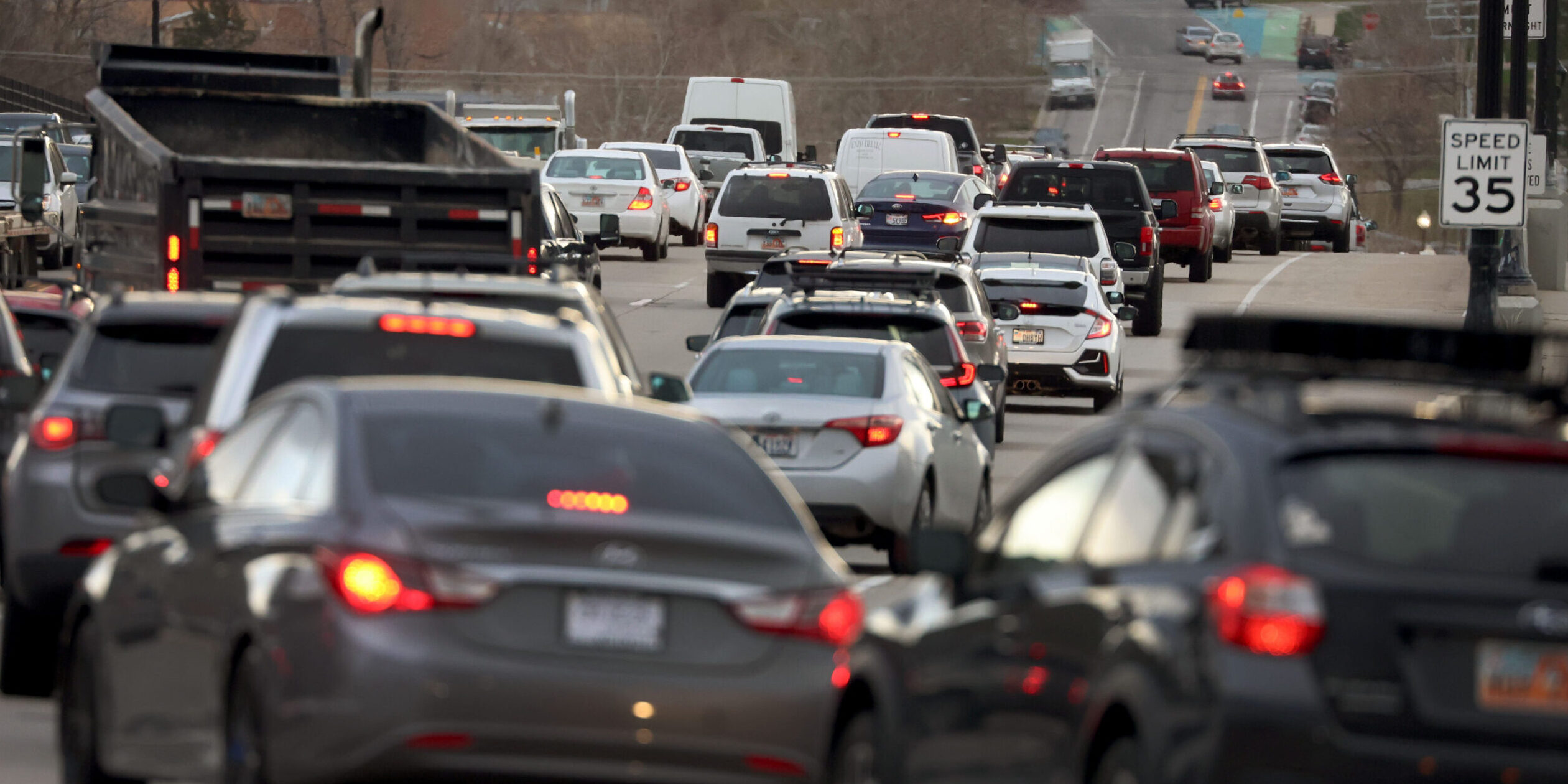 Traffic backs up on 600 North after the closure of I-15 north in Salt Lake City on Thursday, March ...