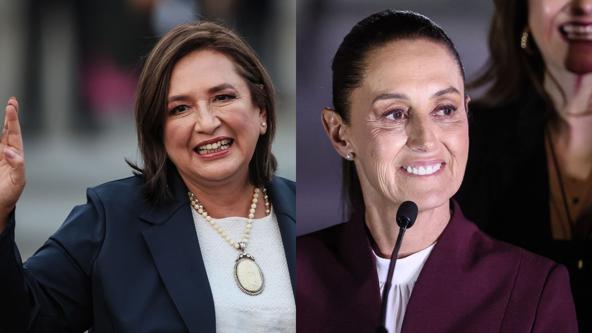 Xochitl Galvez, right, and Claudia Sheinbaum, left. If a woman wins Mexico’s presidency on June 2...