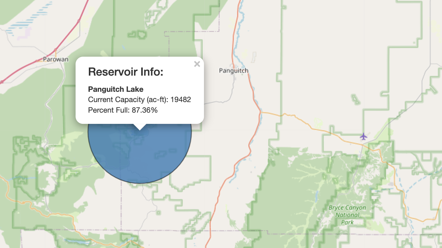 A screenshot from the Utah Division of Natural Resources website shows information about Panguitch ...