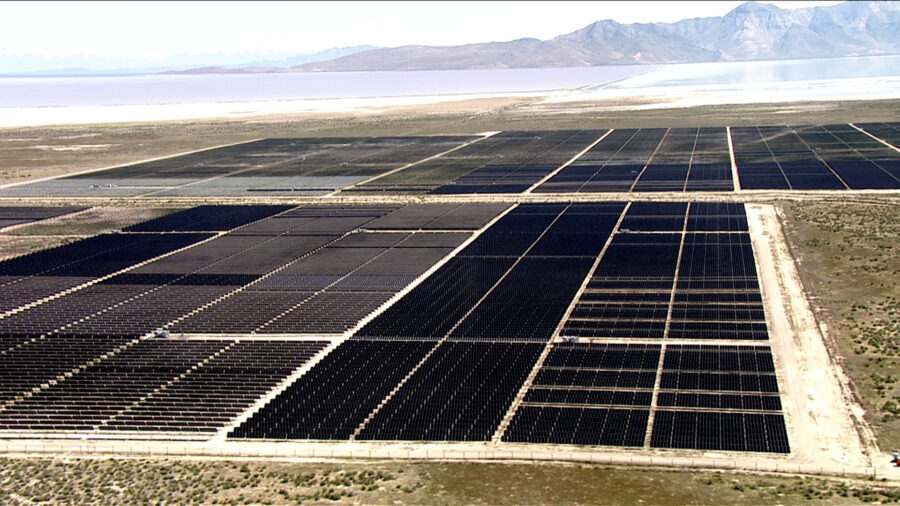 An aerial view of the Elektron Solar Project nearby Grandsville, Utah....