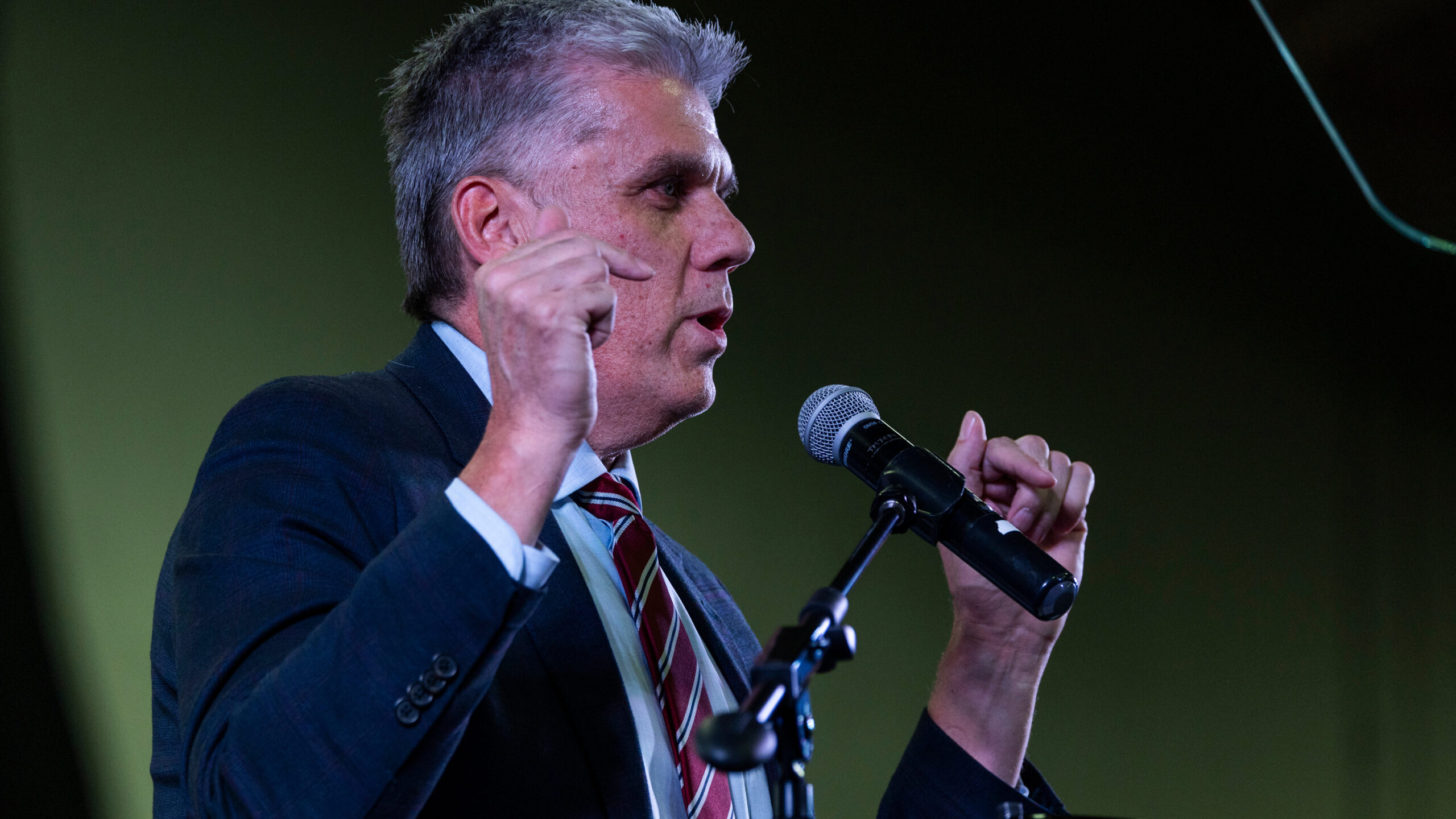 Phil Lyman, candidate for governor, speaks during the Utah Republican Party state nominating conven...