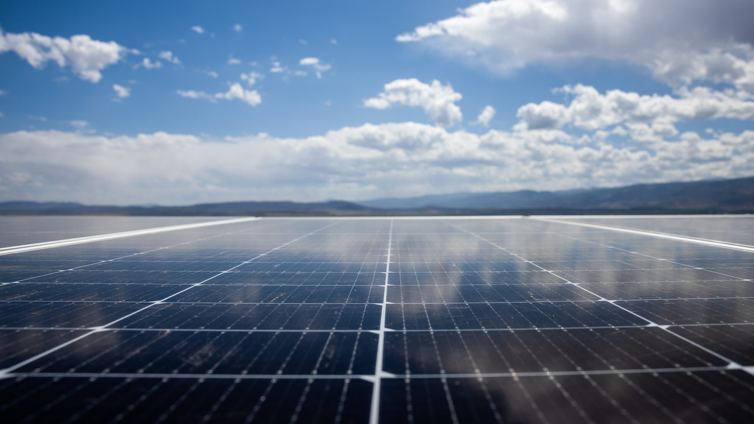 A photovoltaic panel shines in the sun at the Appaloosa Solar 1 project near Cedar City. Rocky Moun...