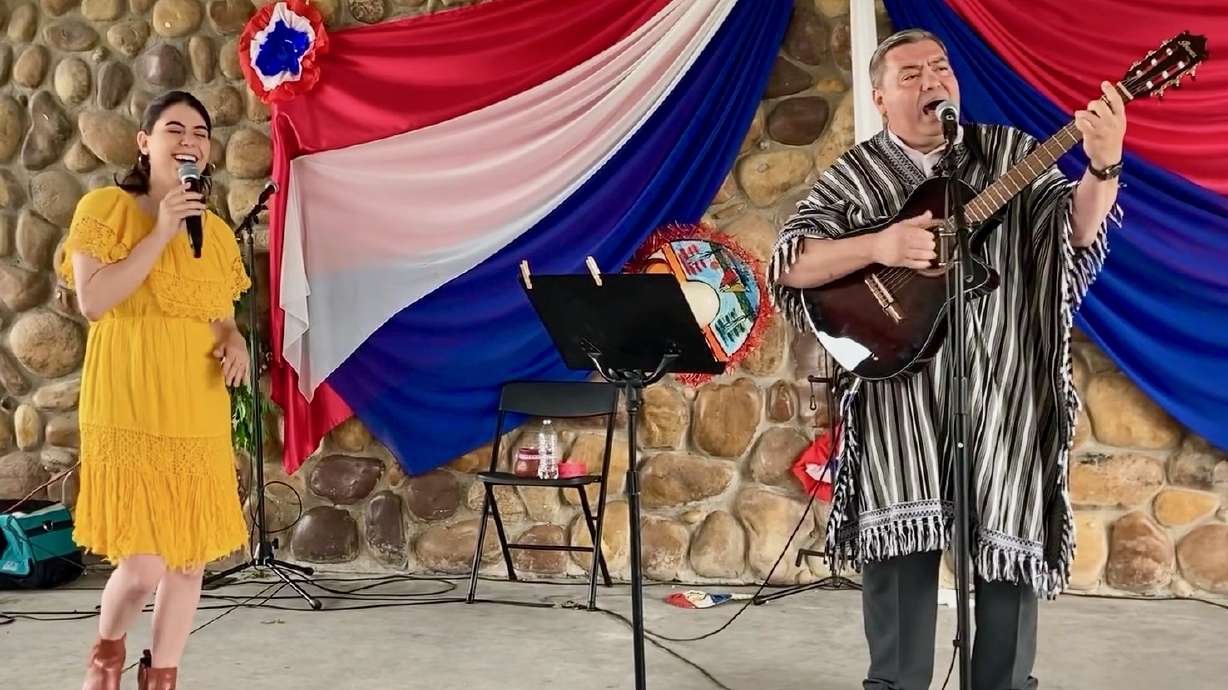 Performers take part in 2023 Independence Day celebration for Paraguay, held in South Jordan and or...