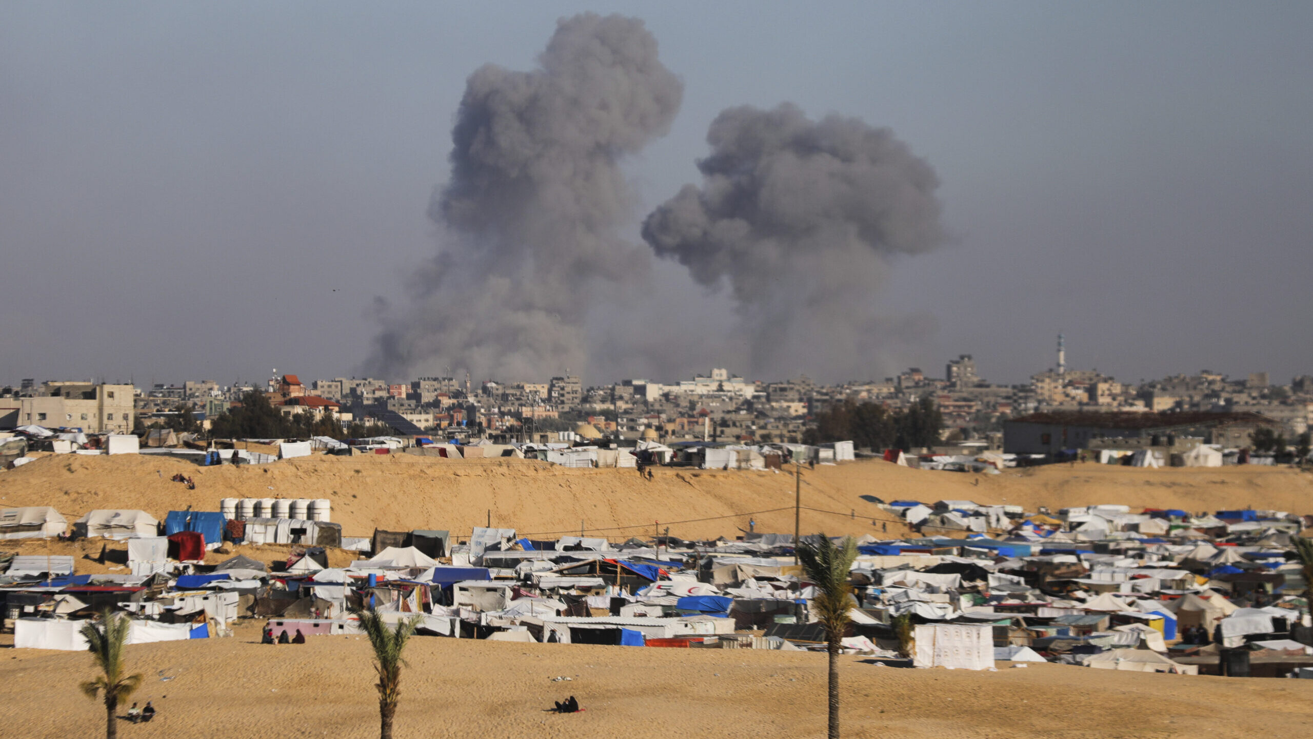 Smoke rises following an Israeli airstrike east of Rafah, Gaza Strip, Monday, May 6, 2024. (AP Phot...