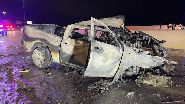 A photo of the car a man crashed into an off-ramp on I-15 in an American Fork car crash....