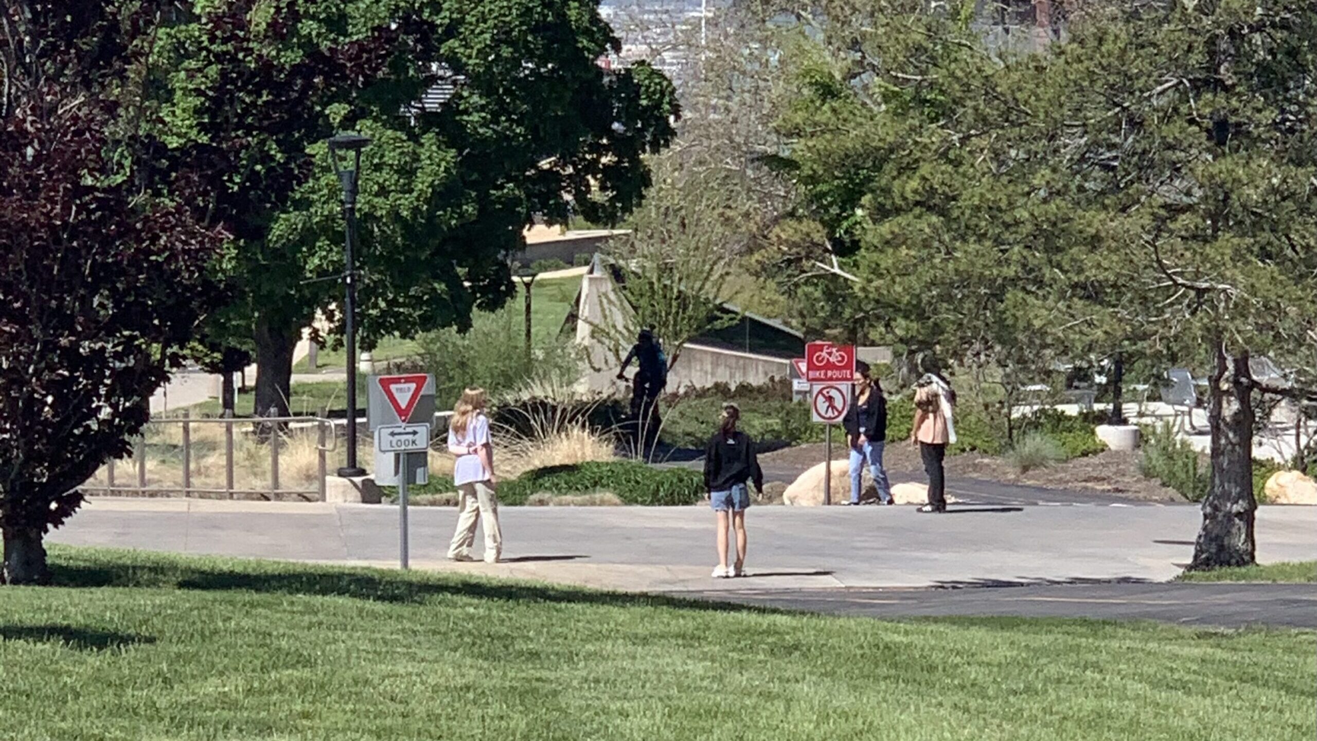 Students walk at the University of Utah...