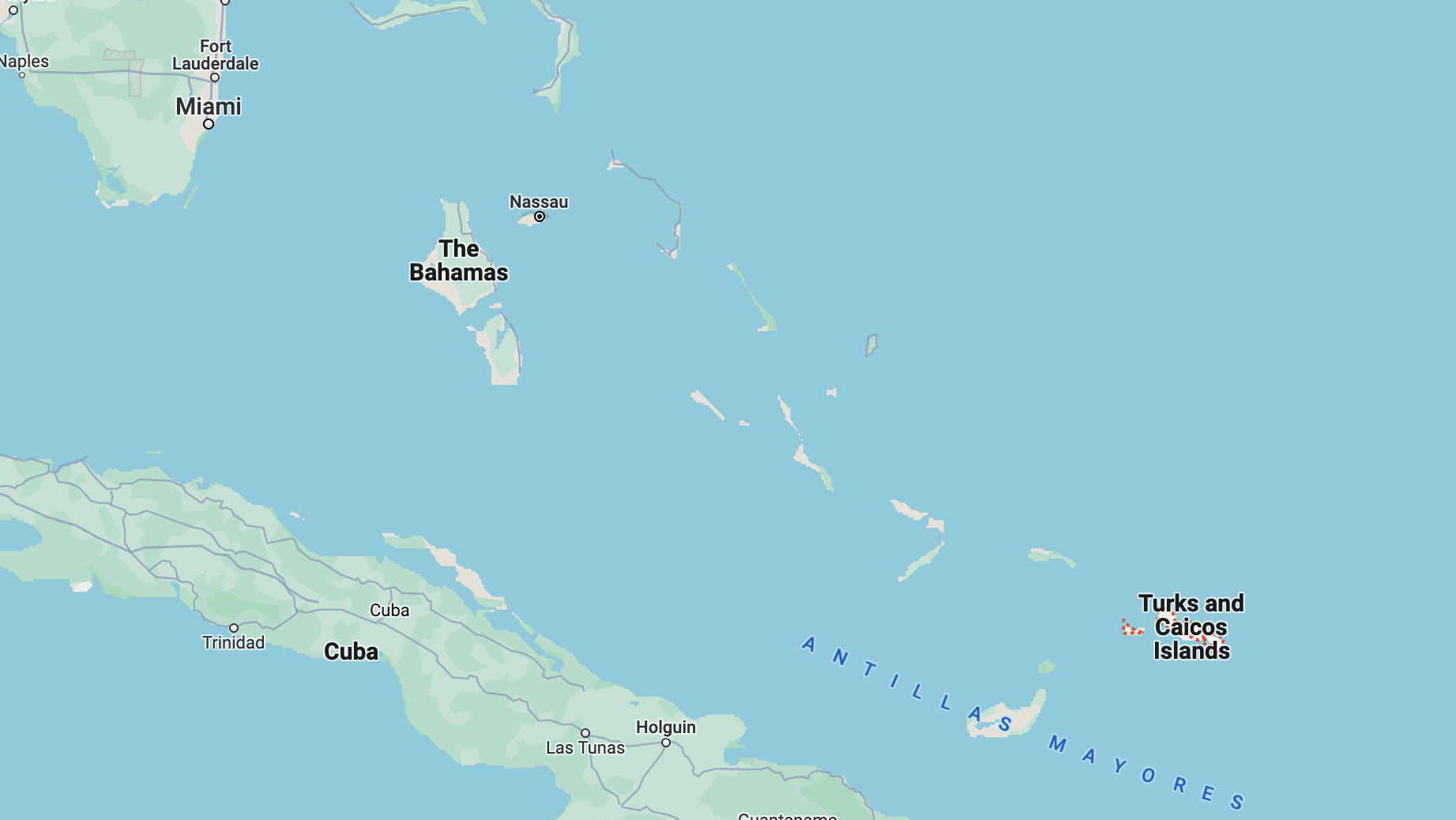 A map shows the location of Turks and Caicos....