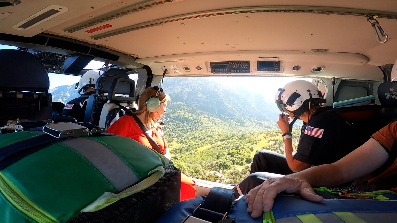 Inside of the Intermountain Life Flight chopper while in the air...