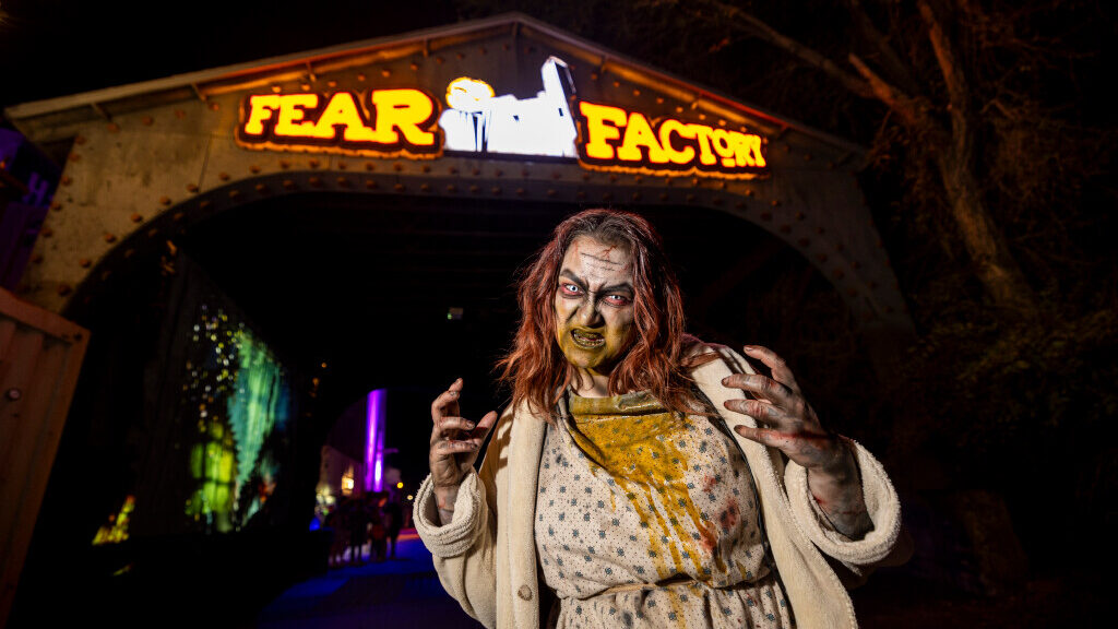 Jex Black, of Salt Lake City, poses in costume at Fear Factory in Salt Lake City on Friday, Sept. 2...