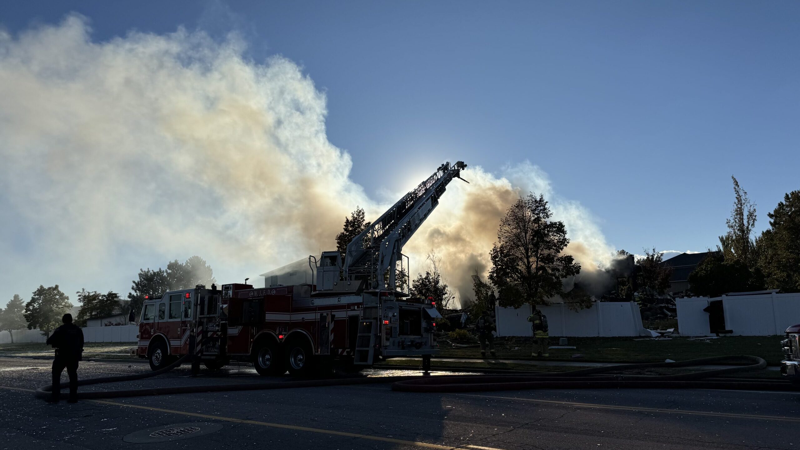 Fire officials are on the scene of a house explosion near 10500 South and 3200 West in South Jordan...