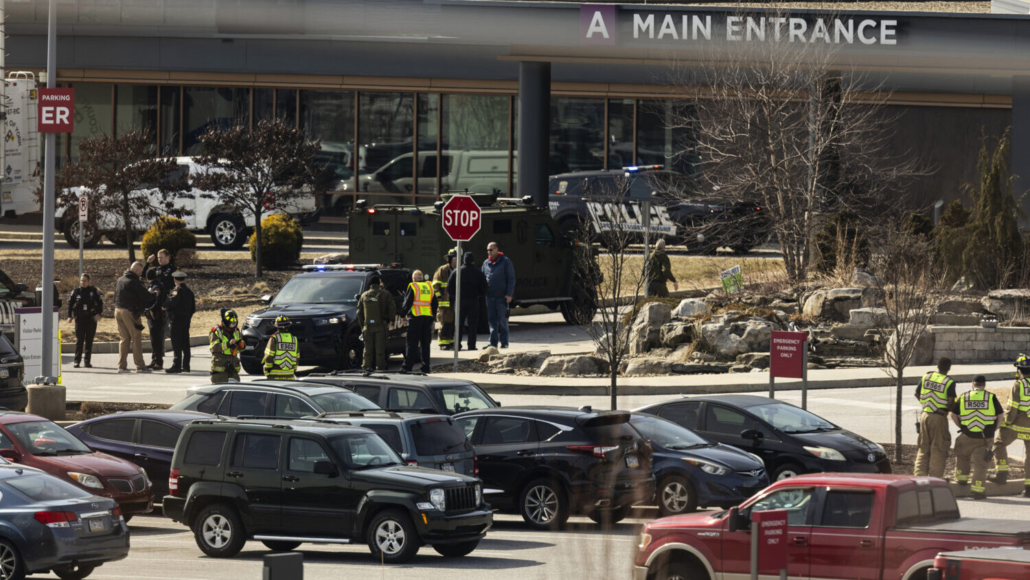 Law enforcement respond to the scene of a shooting at UPMC Memorial Hospital in York, Pa. on Saturd...