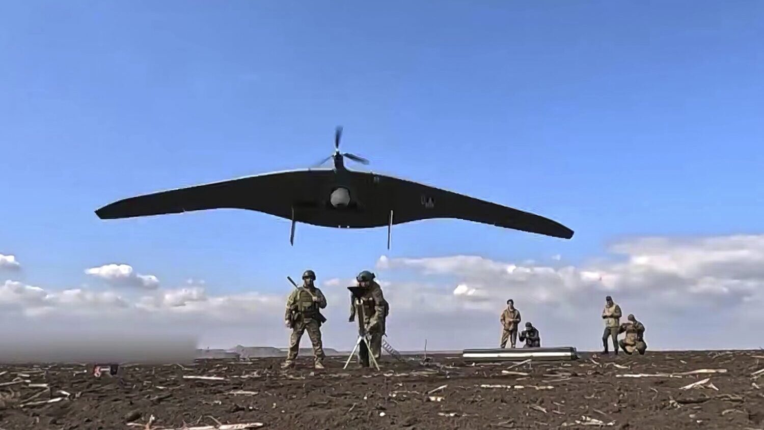 In this photo taken from video distributed by Russian Defense Ministry Press Service on Friday, Apr...