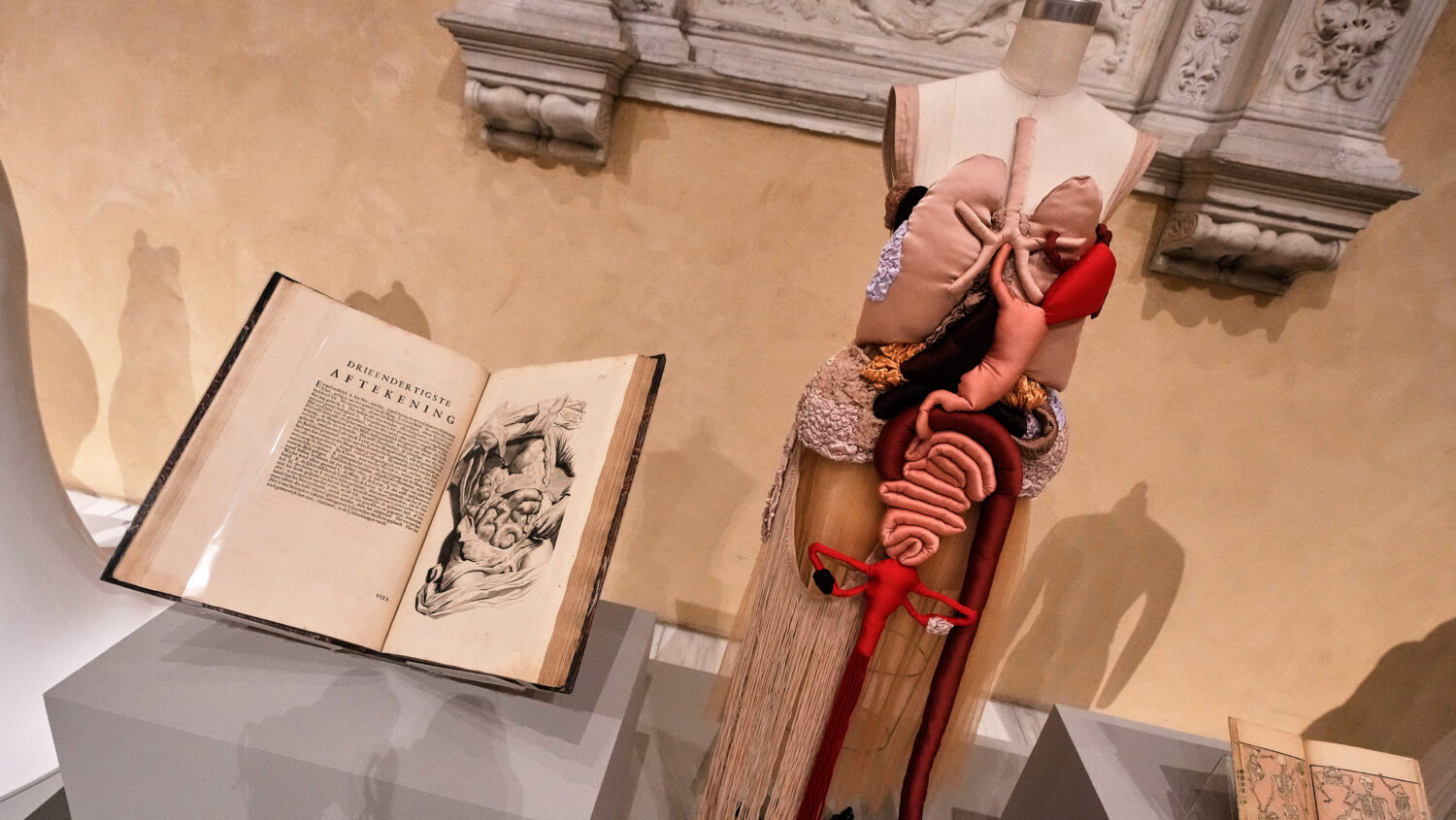 "Corset Anatomia" by Renata Buzzo, right, is displayed during the announcement, at the Metropolitan...