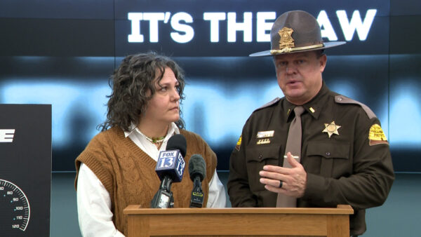 UHP Lt. Cade Brenchley and wife Lindsay Brenchley recount crash that left him injured in 2018....