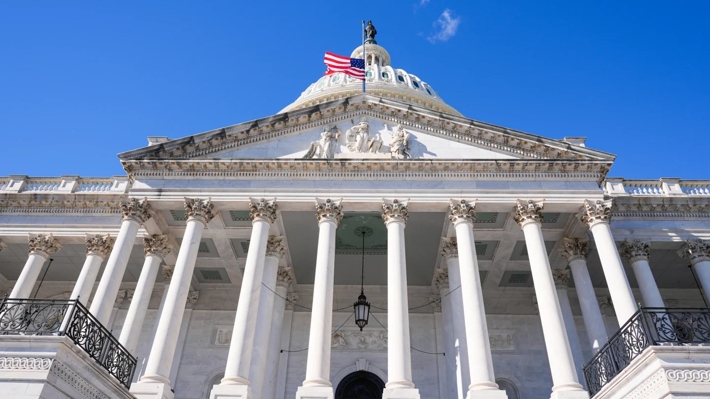 The U.S. Capitol is photographed on 37th day of the government shutdown, Thursday, Nov. 6, 2025, in...