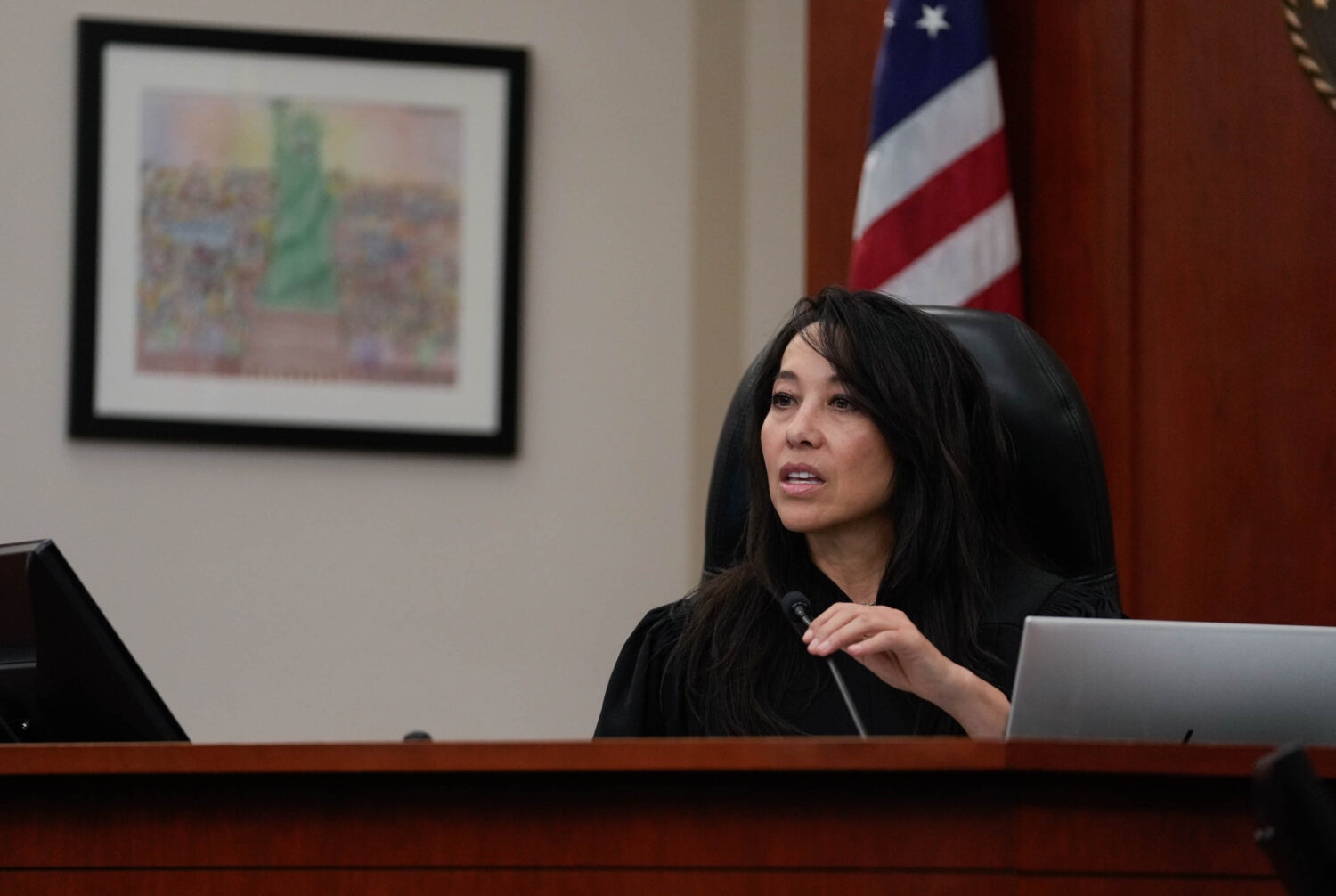 Judge Dianna Gibson holds a hearing on Utah’s congressional maps process, in Salt Lake City on Th...