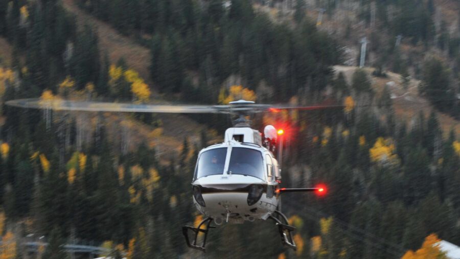 (FILE) A Department of Public Safety helicopter practices Search and Rescue missions near Alta. (Al...