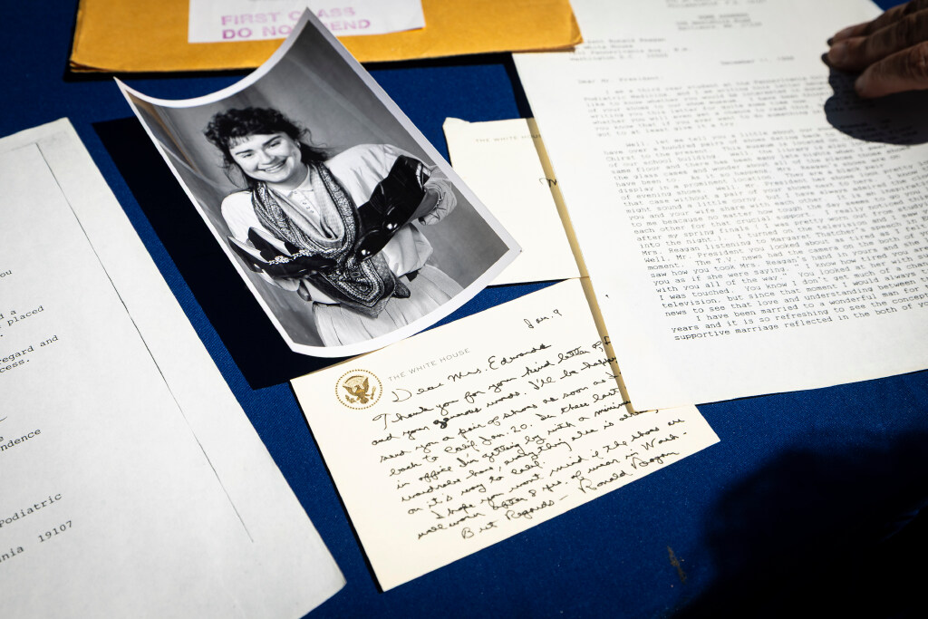 A handwritten note from President Ronald Reagan, owned by Annemarie and Doug, of Riverton, is displayed as “Antiques Roadshow” makes a stop at Red Butte Garden and Arboretum in Salt Lake City on Tuesday, June 3, 2025.