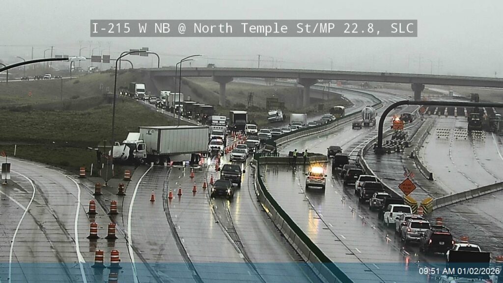 A crash on northbound I-215 caused delays on Friday.