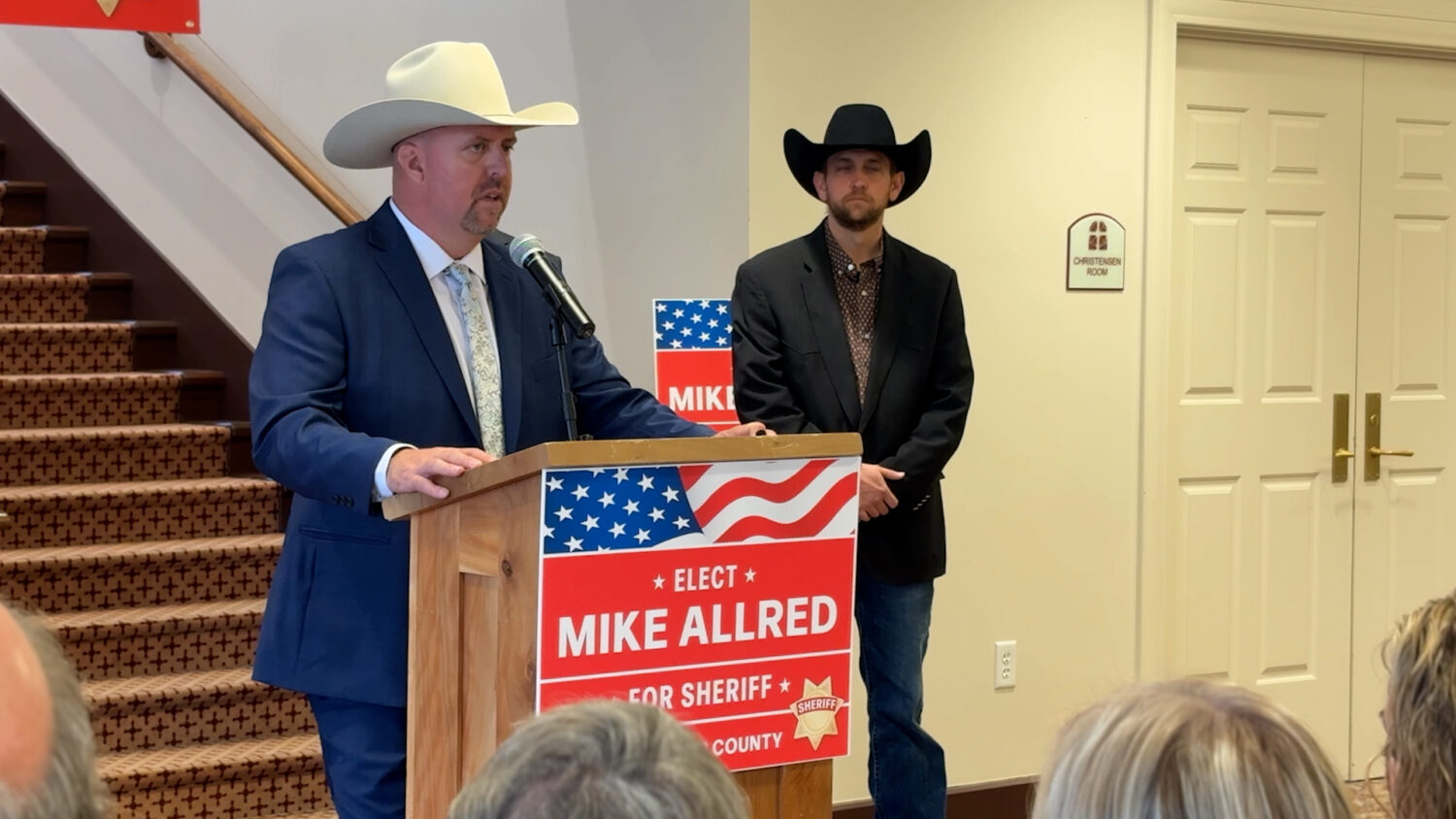 Deputy Mike Allred announces his candidacy for Box Elder County Sheriff Friday....