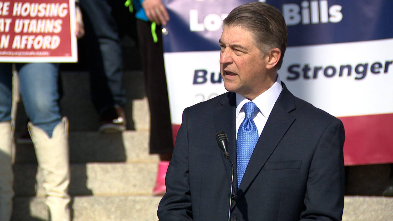 Rev. Dr. Curtis Price of the First Baptist Church of Salt Lake City speaks outside the Utah Capitol on Thursday, Jan. 29, 2026. (Mark Less, KSL)