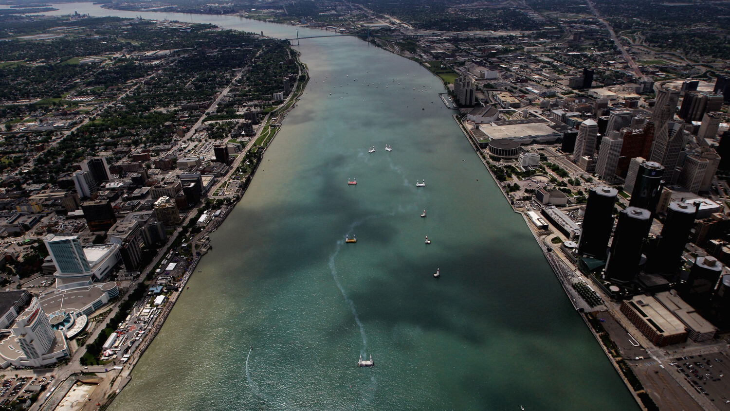 Kirby Chambliss of USA in action on the Detroit River during the Red Bull Air Race Day on June 6, 2...