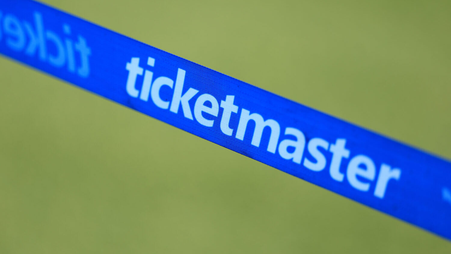 A general view of the Ticketmaster stanchion rope on the field during the NFL 2025 game between Los...