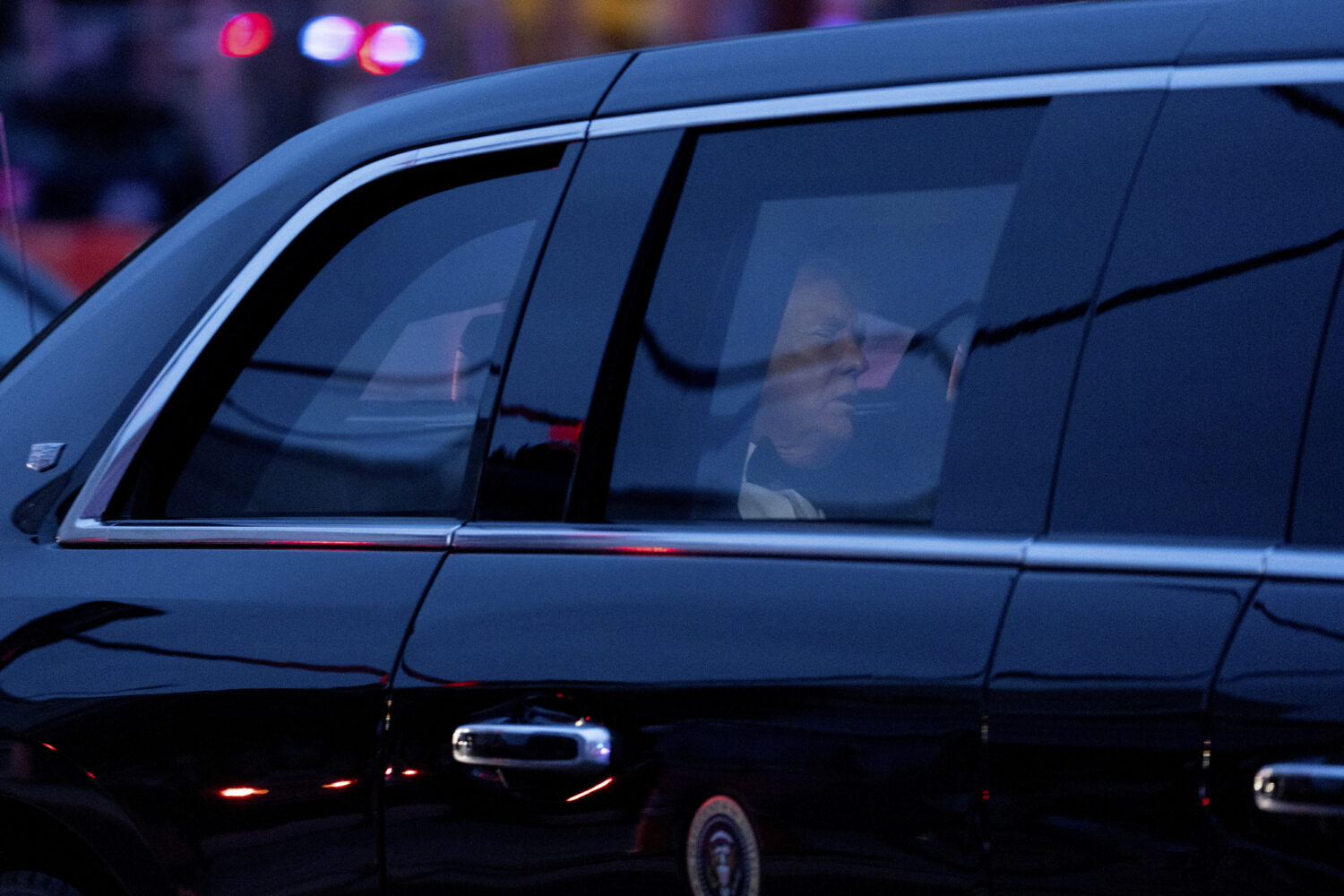 President Donald Trump arrives to the White House Correspondents Dinner, Saturday, April 25, 2026, ...