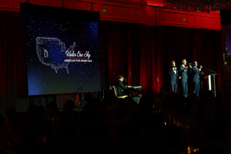 Musical trio Gentri performs during the Salt Lake Chamber's "Under One Sky America250 Utah Awards Gala" at the Grand America Hotel in Salt Lake City on May 21, 2026. 