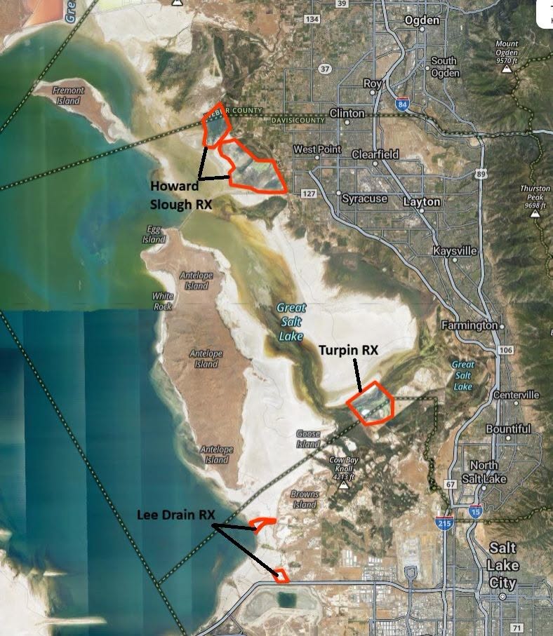 A map showing areas where a prescribed burn took place in Utah on Monday. (Utah Fire Info)