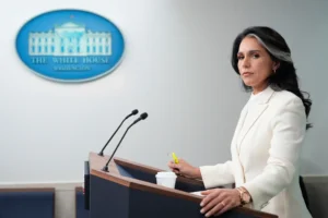 Director of National Intelligence Tulsi Gabbard speaks with reporters in the James Brady Press Briefing Room at the White House, July 23, 2025, in Washington. (AP Photo/Alex Brandon, File)