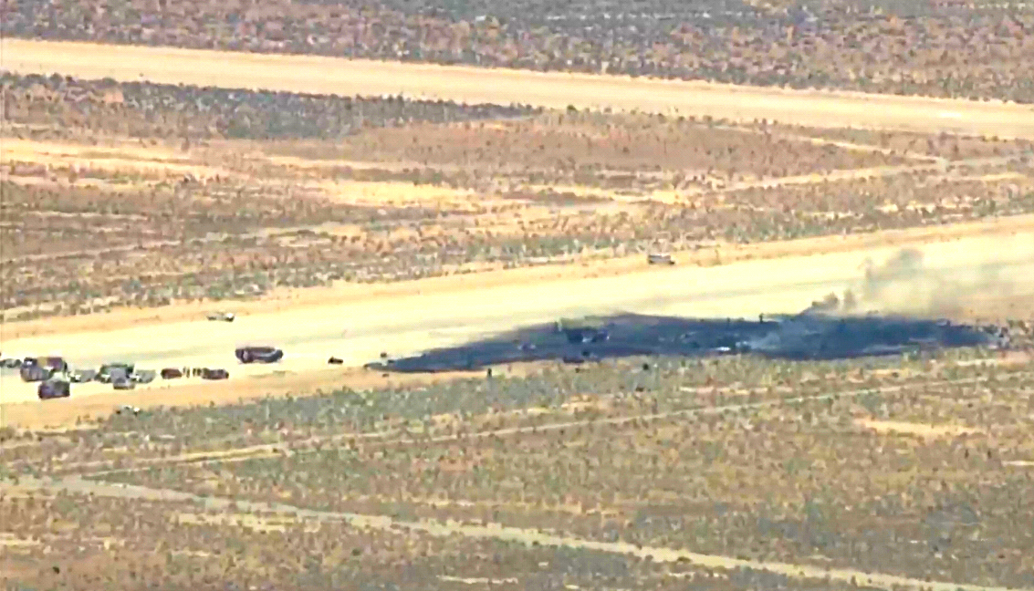 This image taken from video provided by KABC shows law enforcement responding to the scene of an ai...