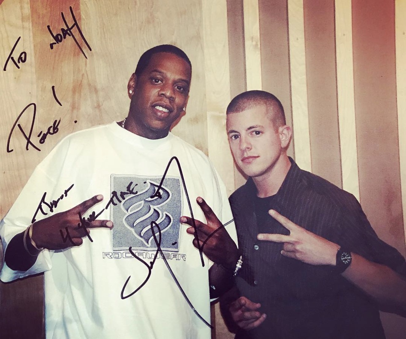 Noah Sheer poses with Jay-Z during the early years of both their careers in the music industry. It's an industry that's undergone many changes for musicians, including how to get their music out there.