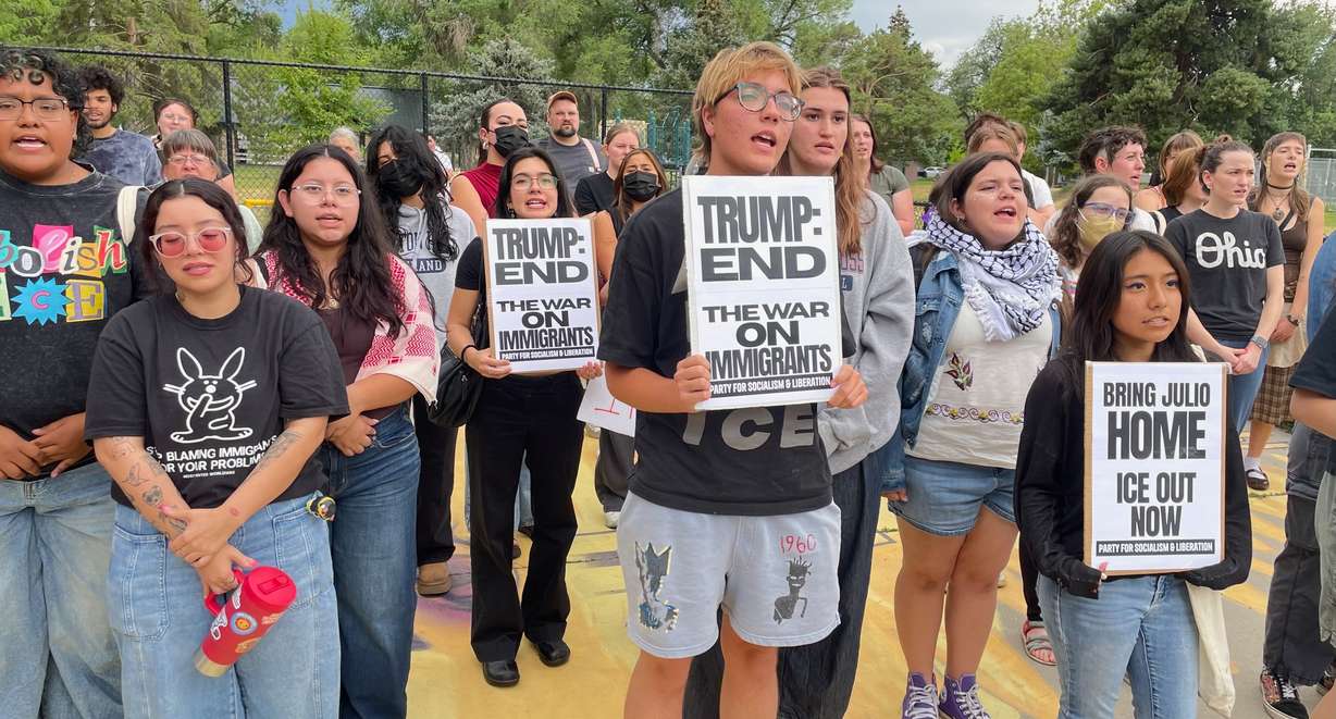 Friends and family rallied on Thursday in support of Julio Irungaray Sr., a long-time Salt Lake City man, originally from Mexico, who was detained by immigration agents and faces deportation. (Photo: Tim Vandenack, KSL)