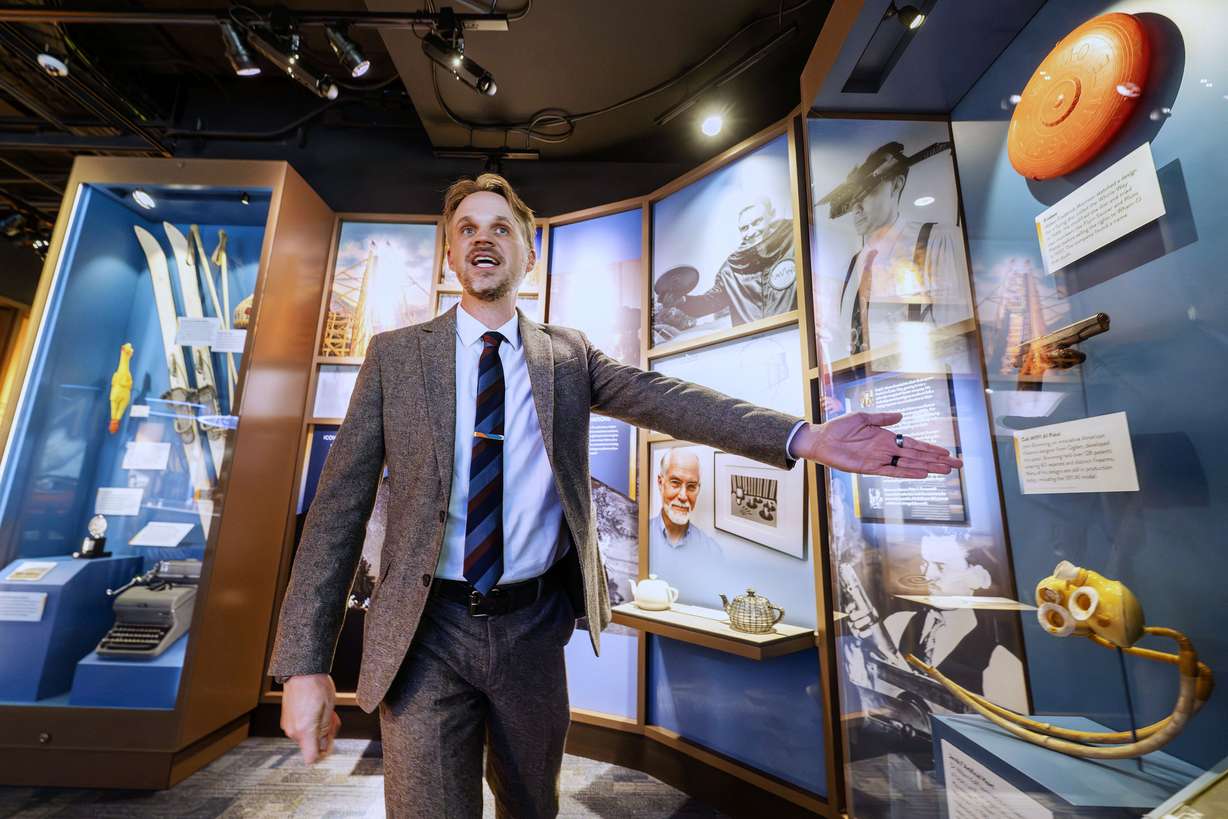 Museum Director Tim Glenn gives a tour of the Museum of Utah to media members in Salt Lake City on Monday. The museum is operated by the Utah Historical Society and is Utah’s first dedicated state history museum and a new cultural landmark on the Capitol Complex that bridges past, present and future. (Photo: Scott G Winterton, Deseret News)