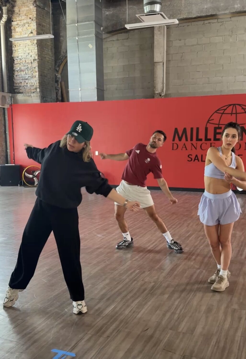 Olympians Lilah Fear and Lewis Gibson are pictured during an ice dance rehearsal with Utah choreographer Randi Strong. Fear and Gibson are part of the growing number of Olympic skaters training with Strong. (Photo: Randi Strong)