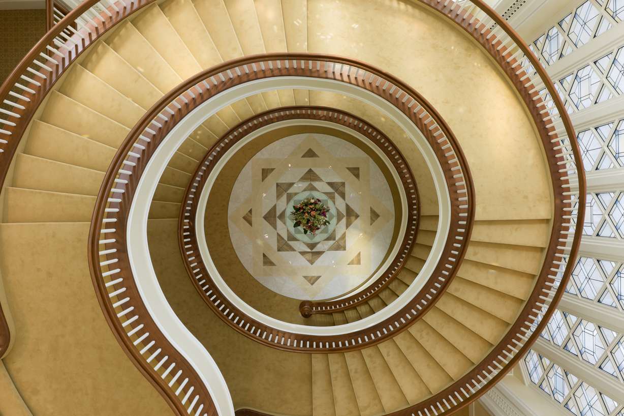 A spiral staircase inside the celestial room of the San Diego California Temple of The Church of Jesus Christ of Latter-day Saints. (Photo: The Church of Jesus Christ of Latter-day Saints)