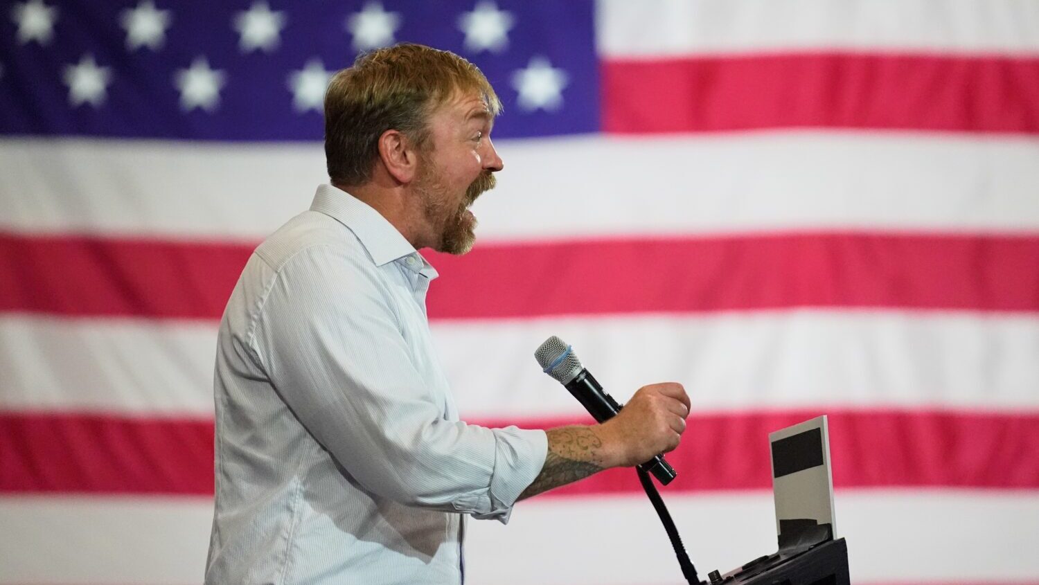 Democratic U.S. Senate candidate Graham Platner speaks during a primary election night watch party after winning the Democratic nomination Tuesday, June 9, 2026, in Blue Hill, Maine. (Robert F. Bukaty, Associated Press)