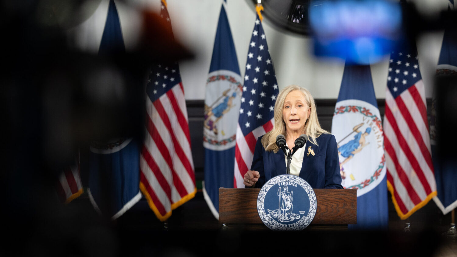 FILE: Virginia Gov. Abigail Spanberger delivers the Democratic response to U.S. President Donald Tr...