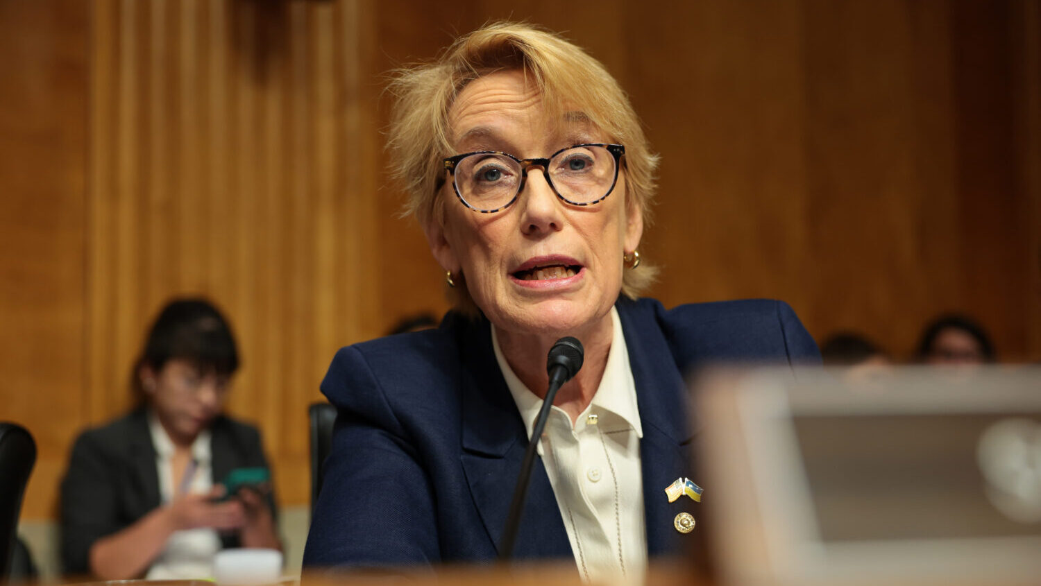 U.S. Sen. Maggie Hassan (D-NH) speaks as former NIH Director Anthony Fauci testifies to Senate Homeland Security and Governmental Affairs Committee hearing on July 29, 2026 in Washington, DC. (Anna Moneymaker, Getty Images)