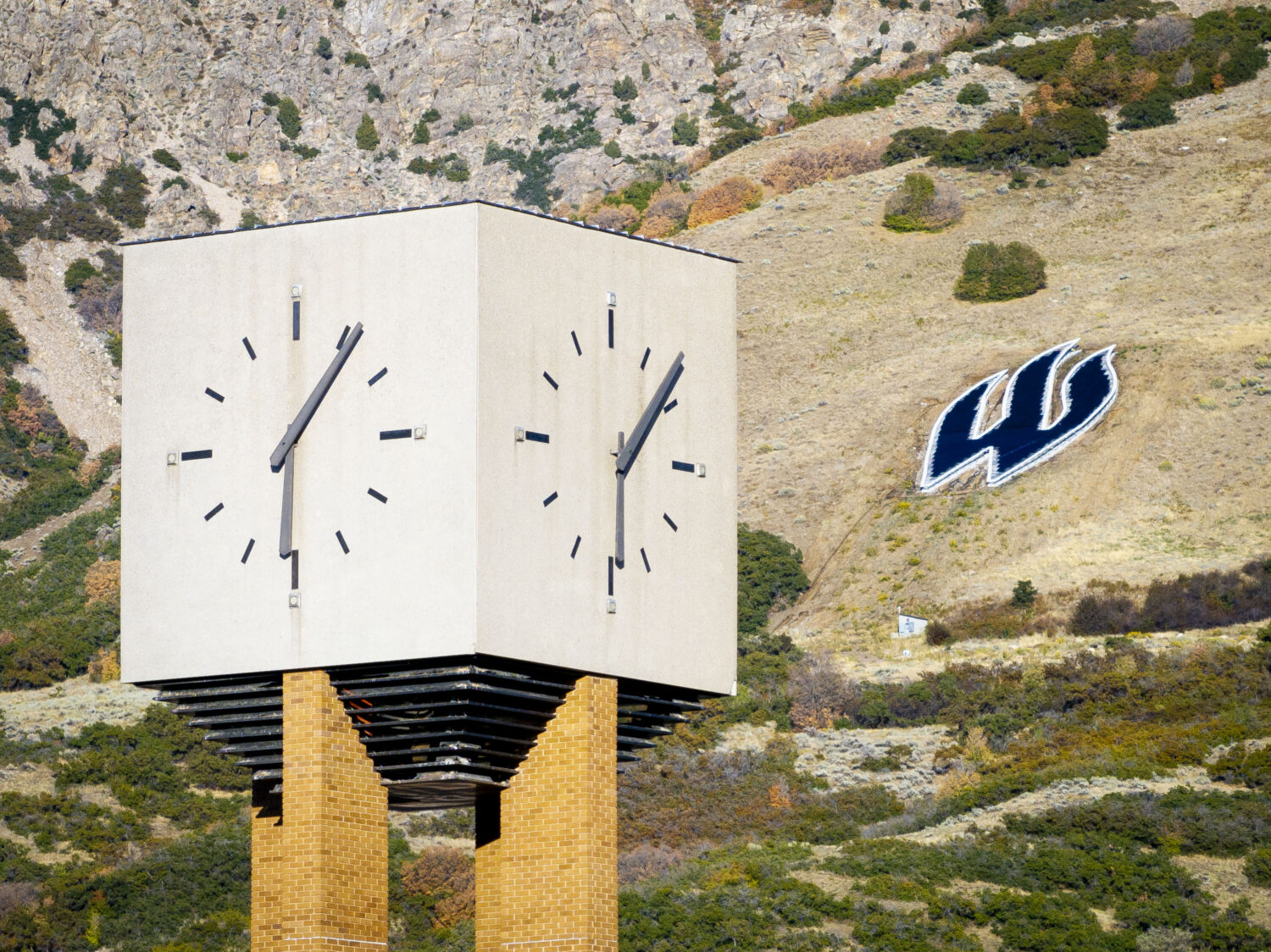 The Stewart Bell Tower and “W” on the mountainside are pictured on the campus of Weber State University in Ogden on Tuesday, Oct. 1, 2025. (Isaac Hale, Deseret News)