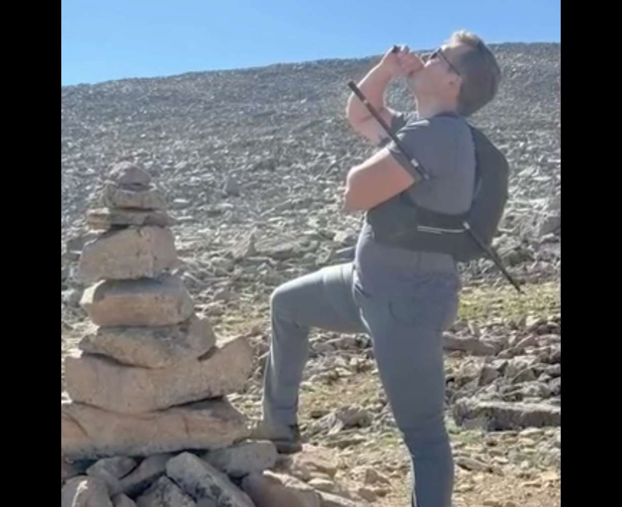 David Cifaldi is pictured after he slipped, causing one of his trekking poles to impale him through his back and out his side. (Photo: KTMF via EastIdahoNews)