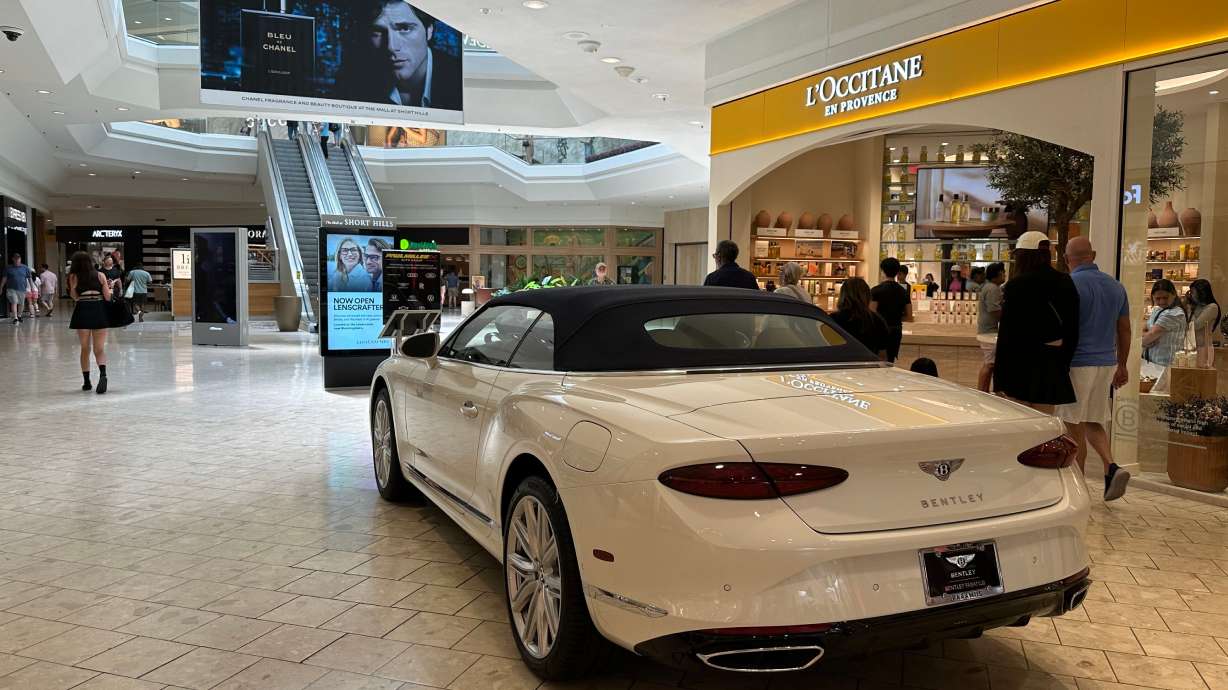 A display of a Bentley car at the Mall at Short Hills, in Short Hills, New Jersey, June 6, which ha...