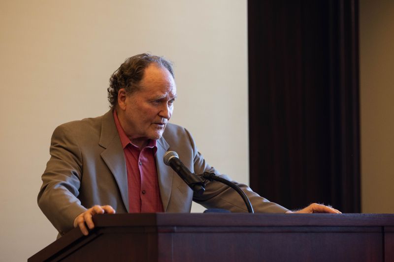 Brian Moench speaks during a press conference held by advocates of downwinders to discuss their filing of an FTC complaint against alleged misleading nuclear ads at the Utah state Capitol in Salt Lake City on Monday, Aug. 17, 2026. (Lukas Katilius, Deseret News)