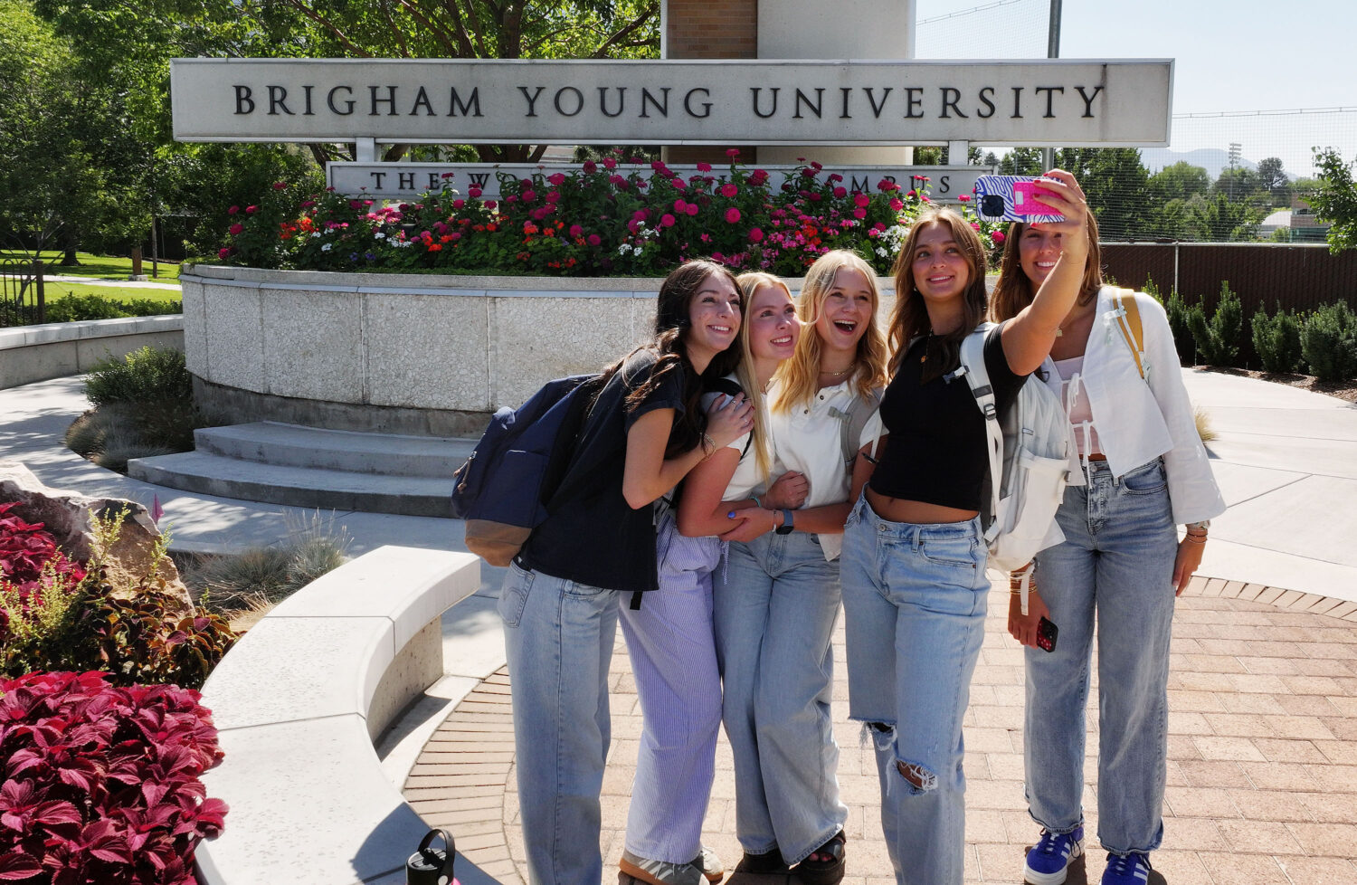Students take a selfie at Brigham Young University in Provo on Wednesday, Sept. 4, 2024. (Jeffrey D. Allred, Deseret News)