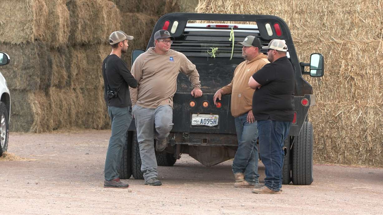 Farmers discussing the Ag-DRIP program in Vernal. (Photo: Alex Cabrero, KSL)