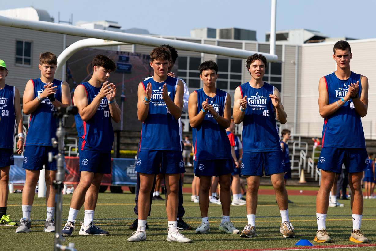 Participants cheer during day one of the Patriot Games, Sunday, in Geneva, Ohio. (Photo: Nate Manley, Associated Press)