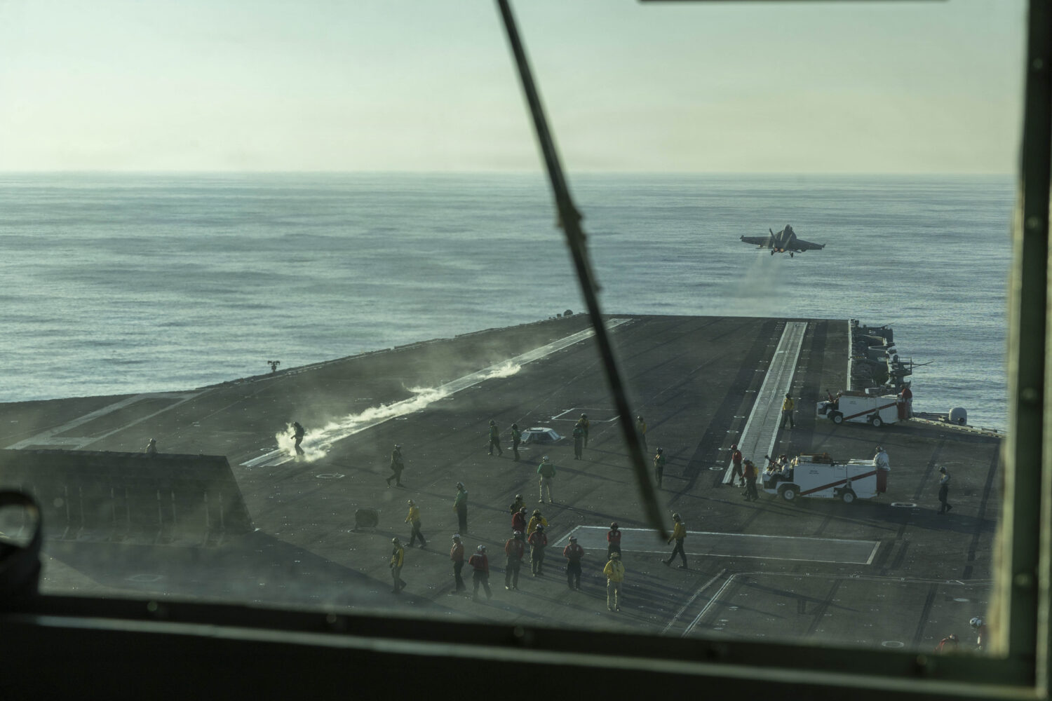 In this U.S. Navy released handout, an F/A-18F Super Hornet, attached to Strike Fighter Squadron (VFA) 41, launches from the flight deck of Nimitz-class aircraft carrier USS Abraham Lincoln (CVN 72) in support of Operation Epic Fury on February 28, 2026 at Sea. (Photo by U.S. Navy via Getty Images)