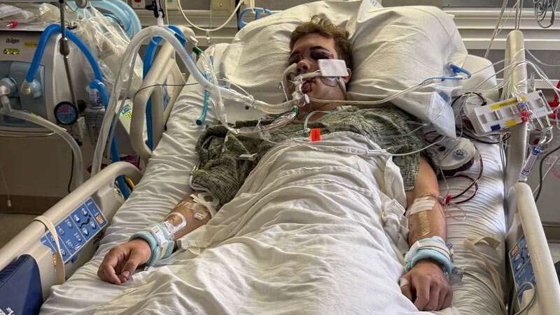 Jaxson Homer in the hospital. Homer was seriously injured in a plane crash in Blackfoot, Idaho, late Saturday. (Photo: Nicole Johnson)